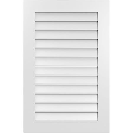 Ekena Millwork Vertical Surface Mount PVC Gable Vent: Functional, w/ 3-1/2"W x 1"P Standard Frame, 26"W x 40"H GVPVE26X4001SF